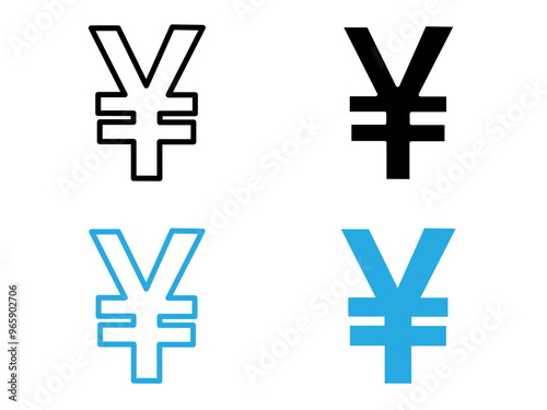 Yen sign icon black and white vector outline sign