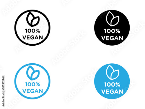 100 vegan icon black and white vector outline sign