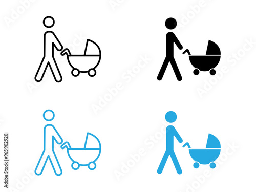 Babysitter icon black and white vector outline sign
