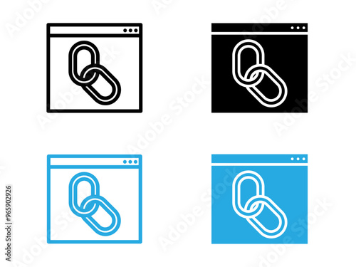 Backlink icon black and white vector outline sign