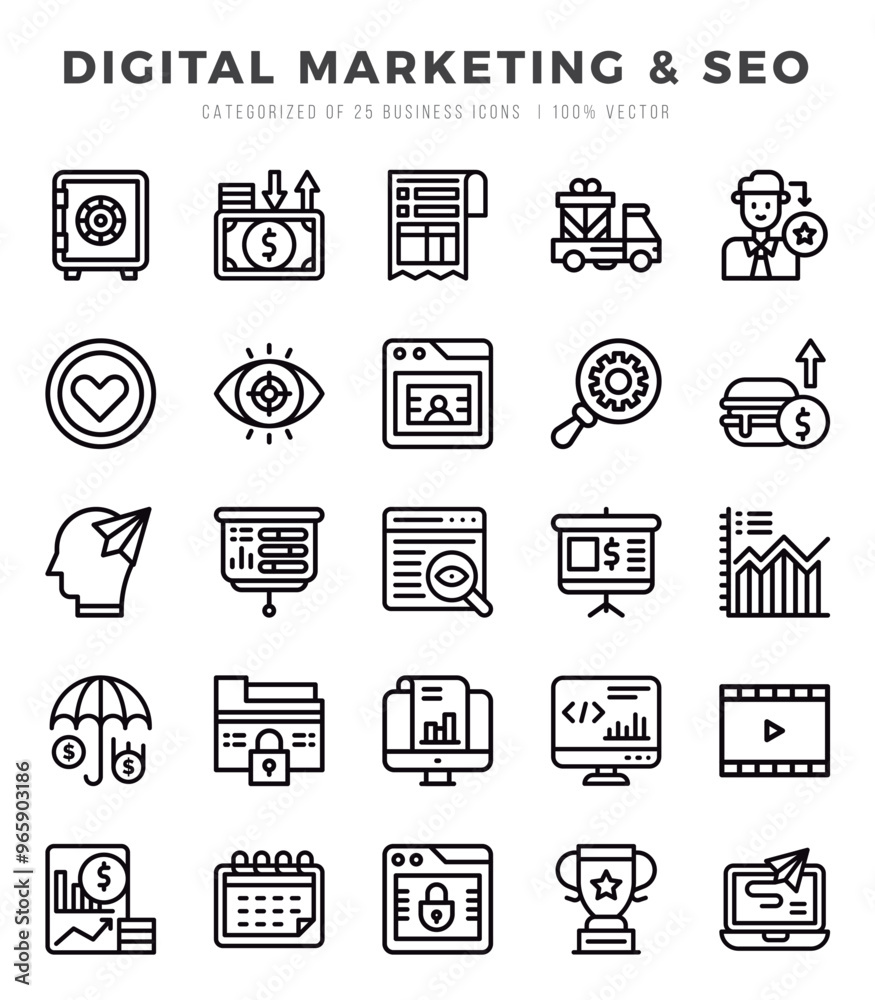 icons set. Digital Marketing & SEO for web. app. vector illustration.