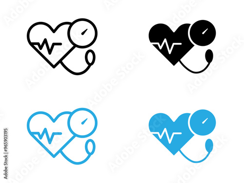 Blood pressure icon black and white vector outline sign