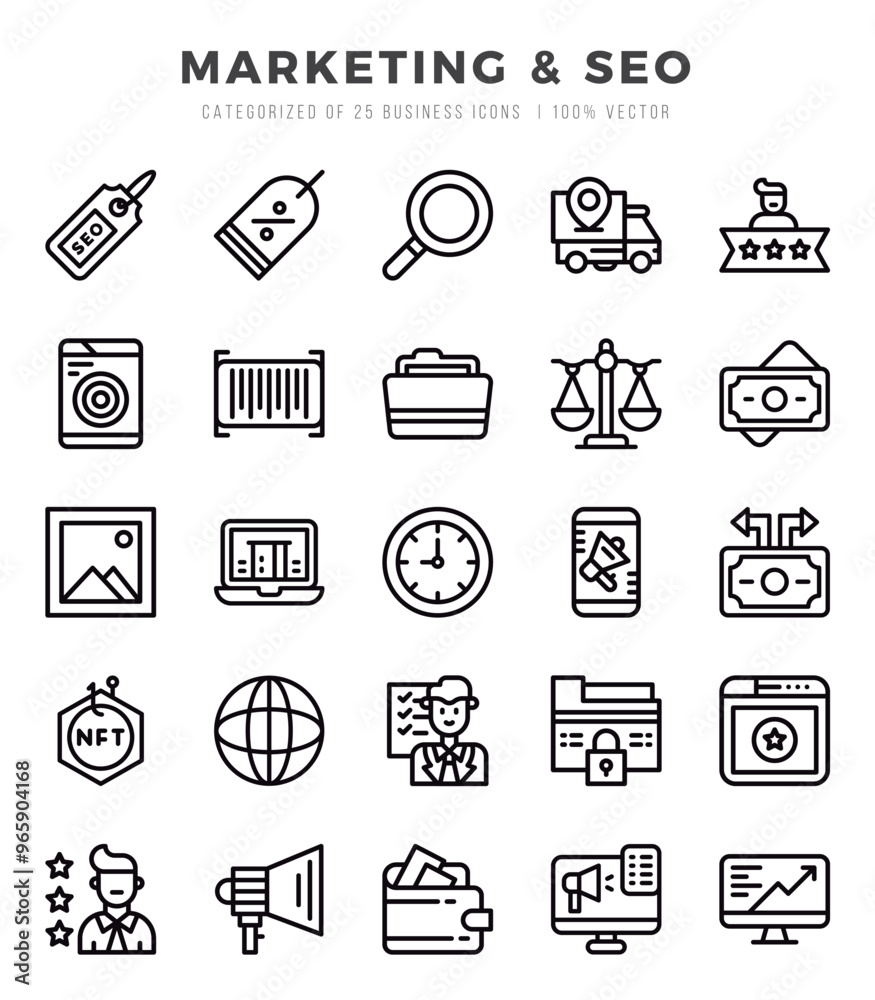 Marketing & SEO web icons in Lineal style. Marketing & SEO web icons in Lineal style.