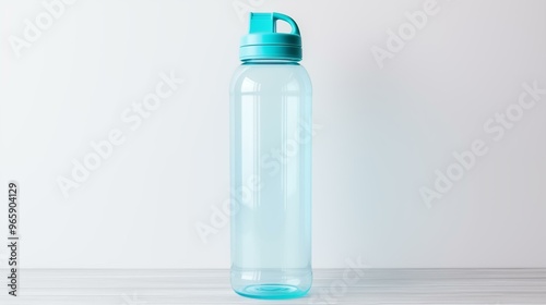 Purified water in a transparent plastic bottle with twist off cap without label isolated on a white background