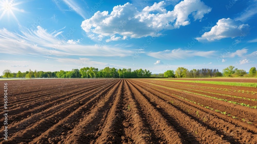 Freshly plowed field ready for planting new crops Freshly plowed field ready for planting new crops