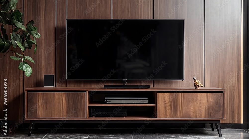 Dark Wooden TV Stand with Space for Electronic Devices Dark Wooden TV Stand with Space for Electronic Devices