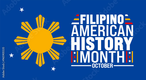 Filipino American History Month background or banner design template is observed every year in October. Holiday concept. Template for card, poster, placard, template. eps 10