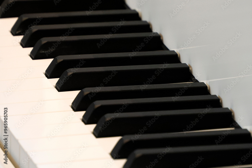 acoustic grand piano keyboard detail close up
