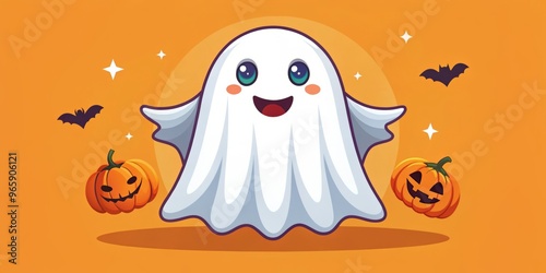 Fun and spooky Halloween ghost design for commercial use photo