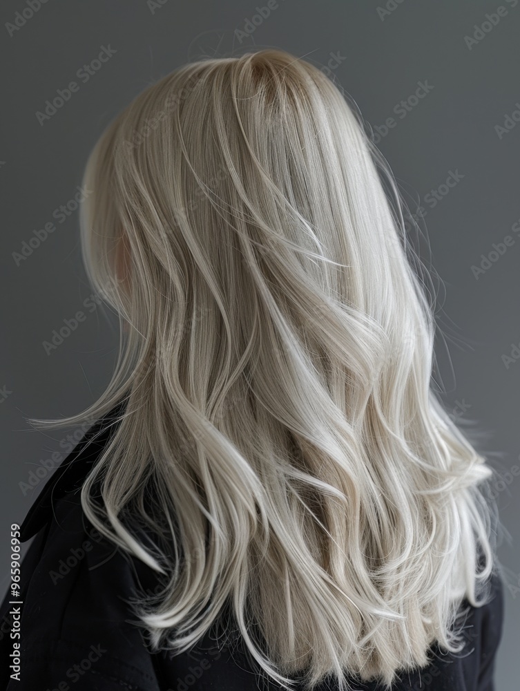 Woman with Long Platinum Blonde Hair and Silvery Shine Against Minimalist Dark Background
Woman with Long Platinum Blonde Hair and Silvery Shine Against Minimalist Dark Background