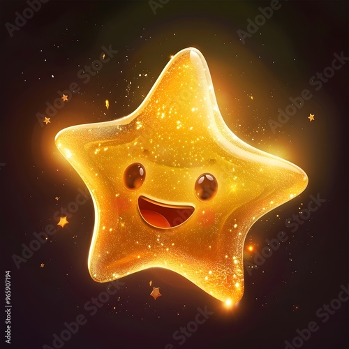 Gleaming and Smiling Star Figure with Luminous Celestial Aura and Lively Personality photo