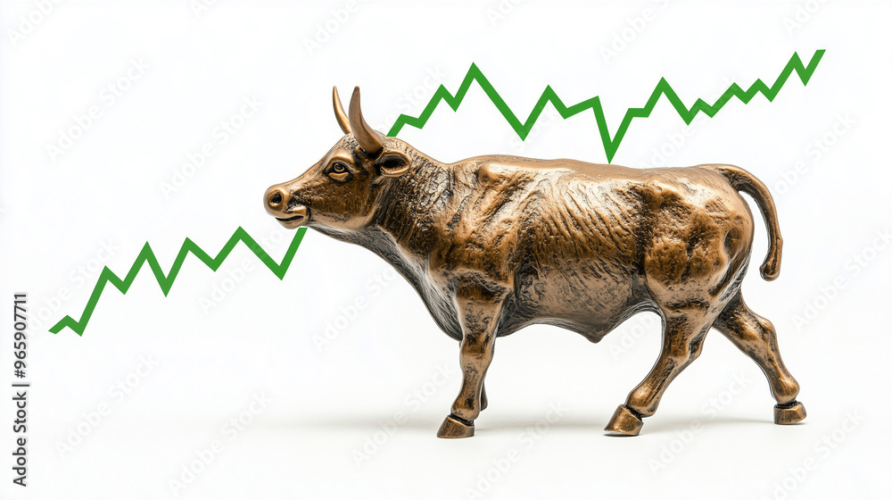 bull with green rising market graph on white background. symbolizing bullrun increasing economy crypto gold stock market bull with green rising market graph on white background. symbolizing bullrun increasing economy crypto gold stock market