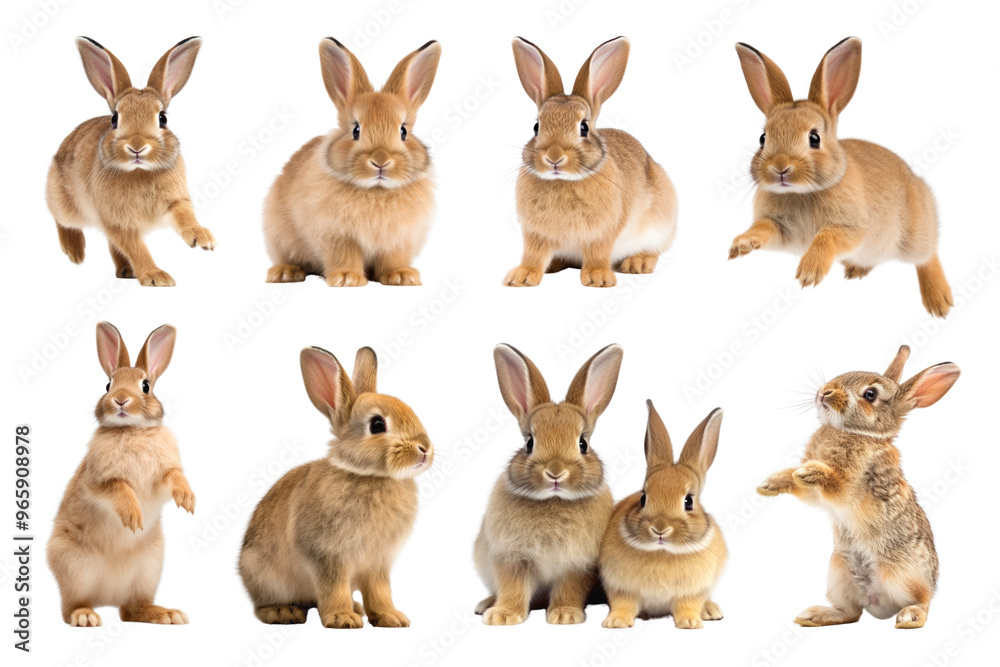 Obraz premium PNG brown rabbit design element set, transparent background
