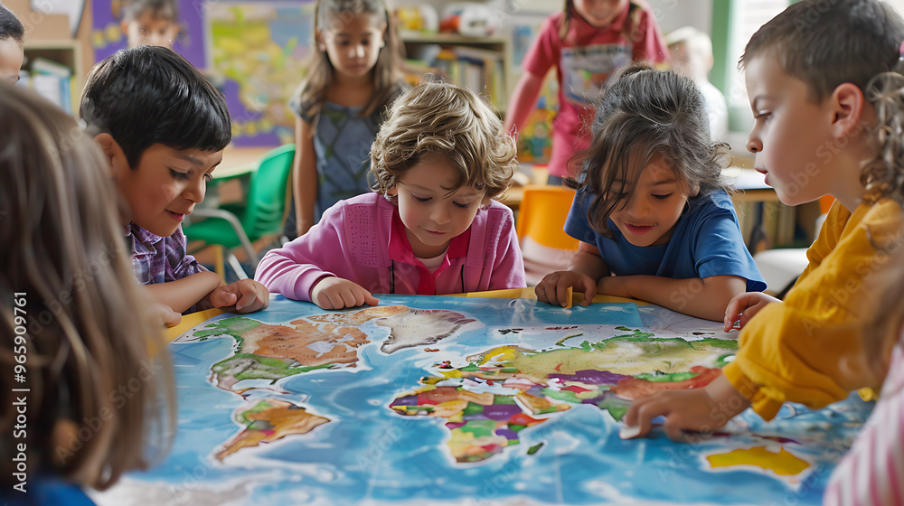 Exploring the World: Elementary School Children Engaging in Interactive Geography and Cultural Activities Exploring the World: Elementary School Children Engaging in Interactive Geography and Cultural Activities
