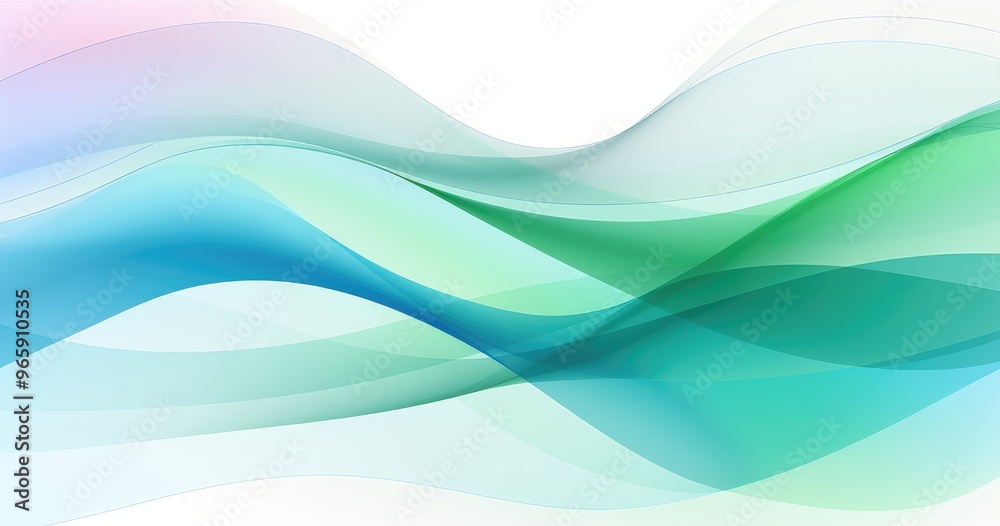 Fototapeta premium A smooth, flowing abstract design featuring soft waves in shades of blue and green, ideal for backgrounds or digital graphics.
