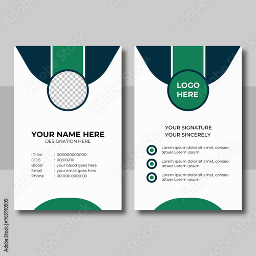 Green modern new creative Business id card design template.
