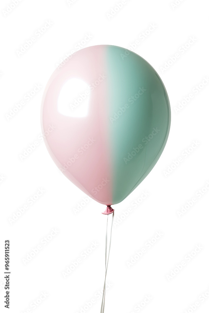 A single pastel pink and blue balloon floats against a black background. A single pastel pink and blue balloon floats against a black background.