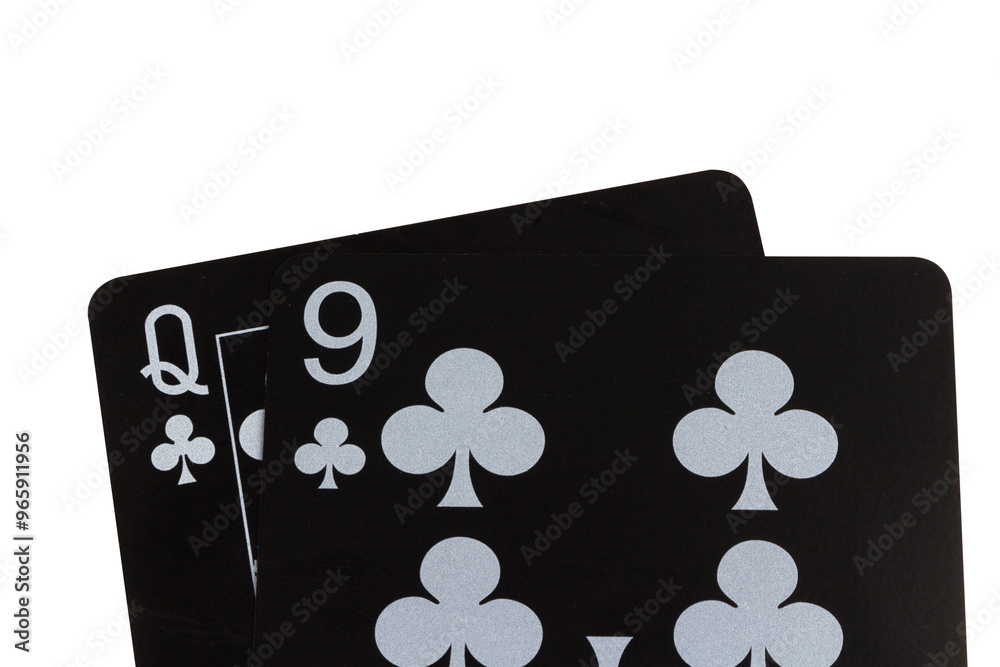 Obraz premium card black game deck point nine club queen nine