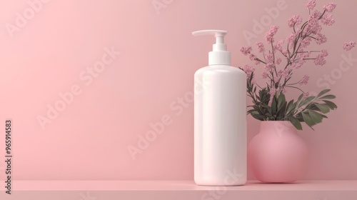 beauty cosmetic bottle mockup of skin care medical, cleanser of facial foam lotion