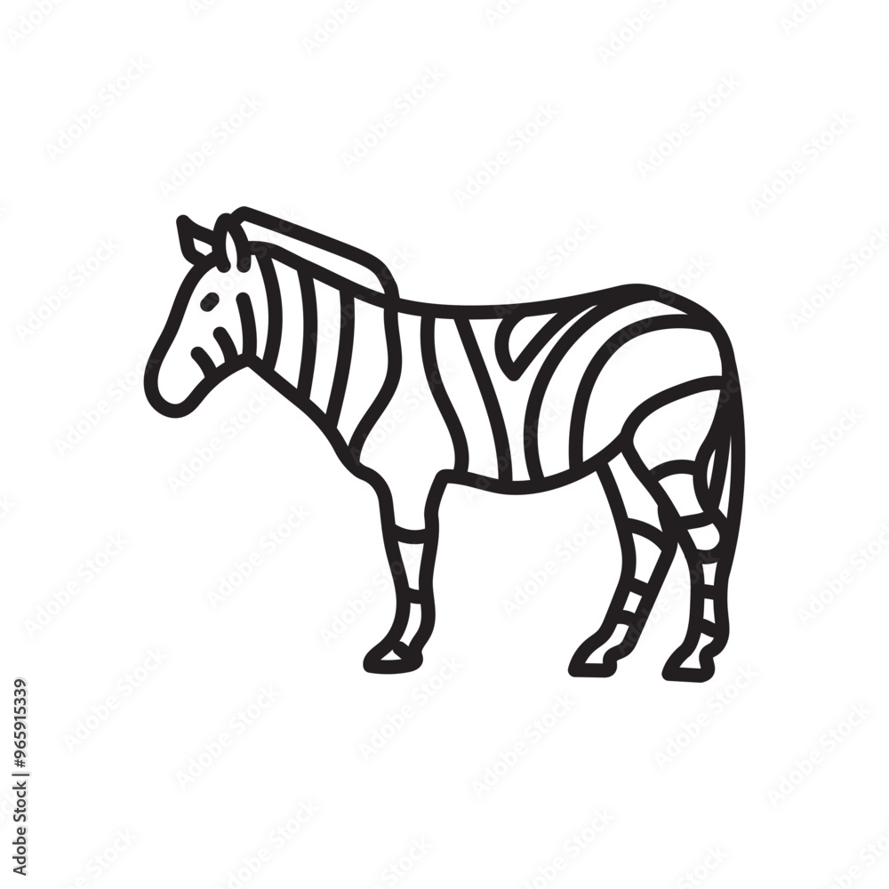 Fototapeta premium Zebra Outline Icon, Vector illustration