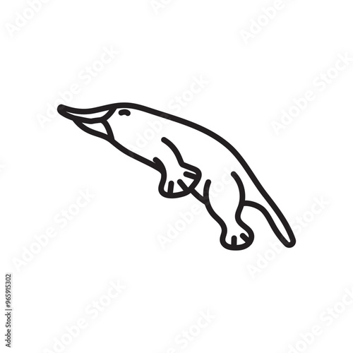 Platypus Outline Icon, Vector illustration