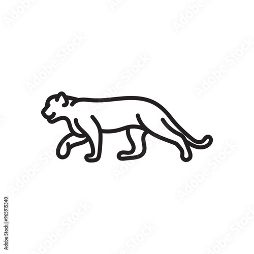 Cougar Outline Icon, Vector illustration