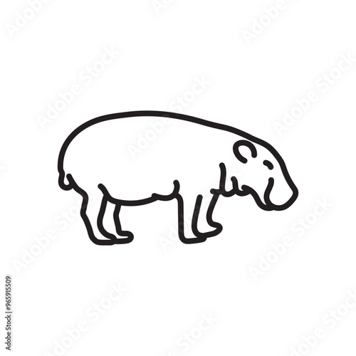 Pygmy Hippopotamus Outline Icon, Vector illustration