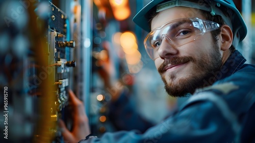 Wallpaper Mural Portrait of a Male Construction Engineer Examining Blueprints on a Construction Site Torontodigital.ca