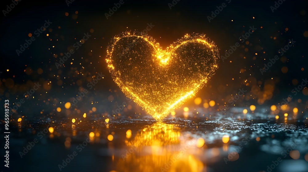 Radiant heart-shaped gold frame with dark lights picture Radiant heart-shaped gold frame with dark lights picture