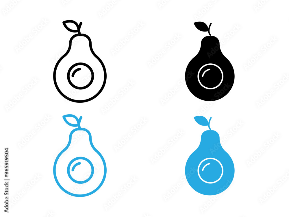 avocado icon black and white vector outline sign avocado icon black and white vector outline sign