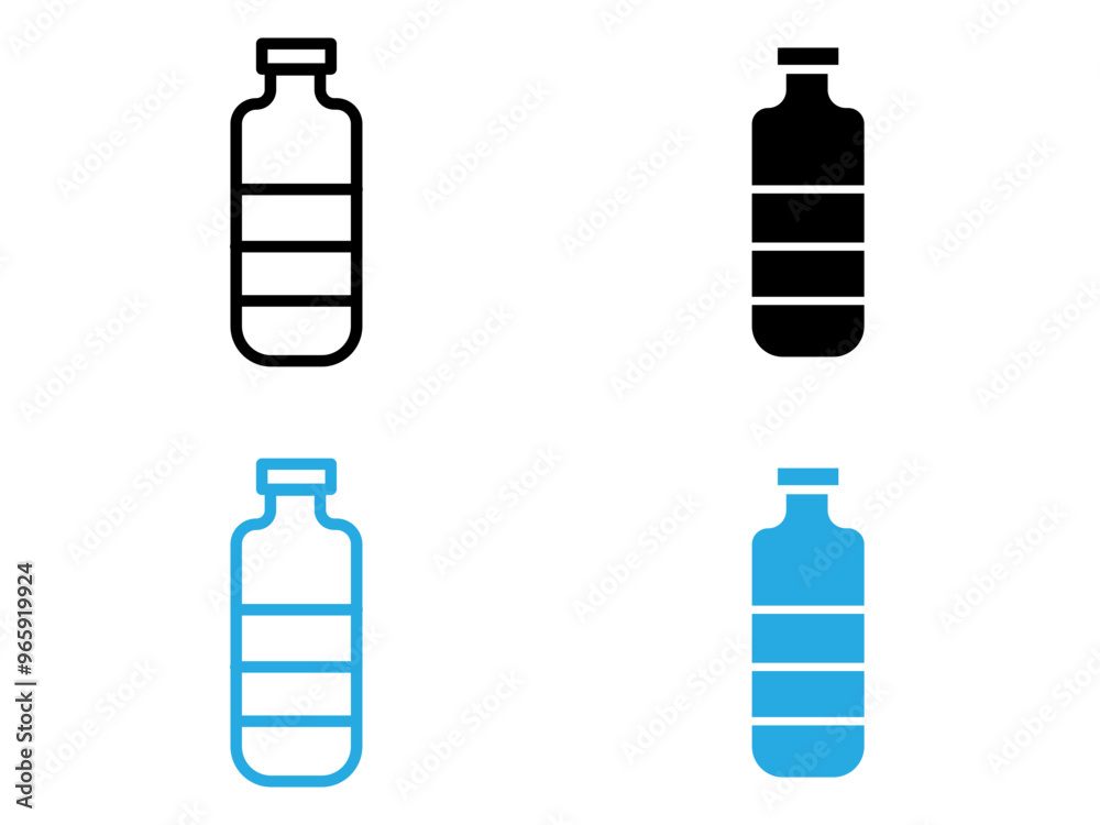 Bottle icon black and white vector outline sign Bottle icon black and white vector outline sign