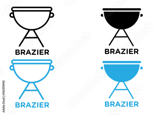 brazier icon black and white vector outline sign