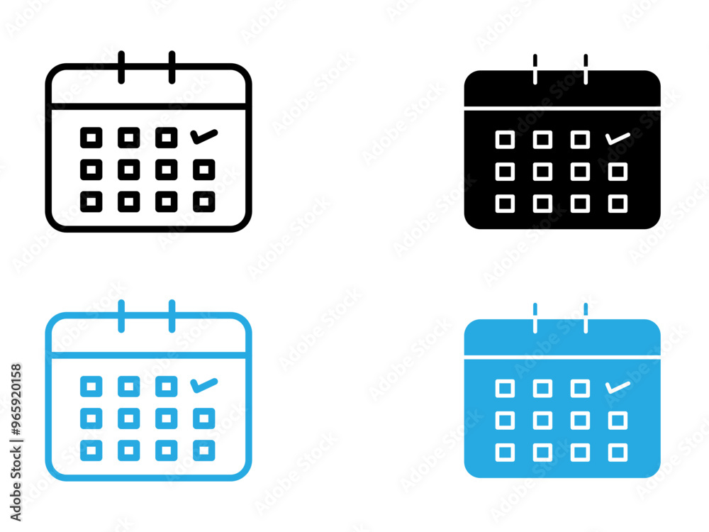 Calendar icon black and white vector outline sign Calendar icon black and white vector outline sign
