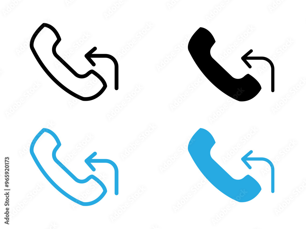 Call back icon black and white vector outline sign Call back icon black and white vector outline sign