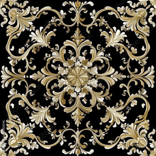 Baroque elements combined with geometric shapes, seamless repeat, ornate and modern, illustration seamless pattern fabric, no blur, photo not dark, everything is clear, copy space