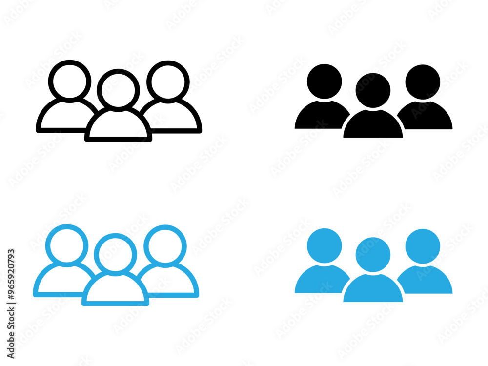 Company staff icon black and white vector outline sign Company staff icon black and white vector outline sign