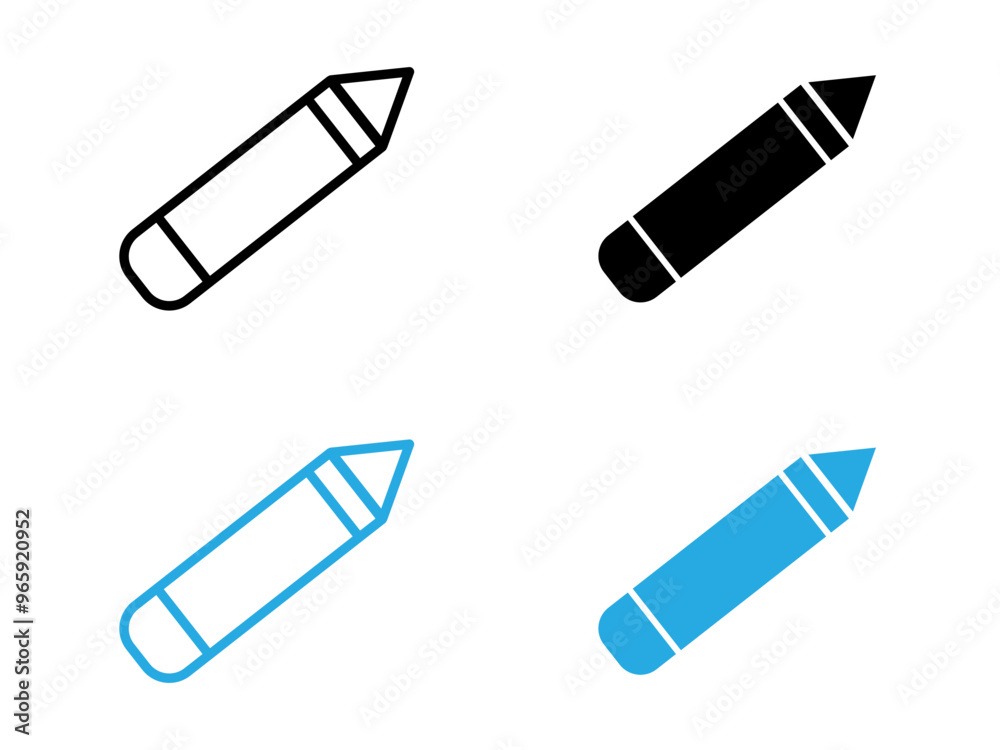 Crayons icon black and white vector outline sign Crayons icon black and white vector outline sign