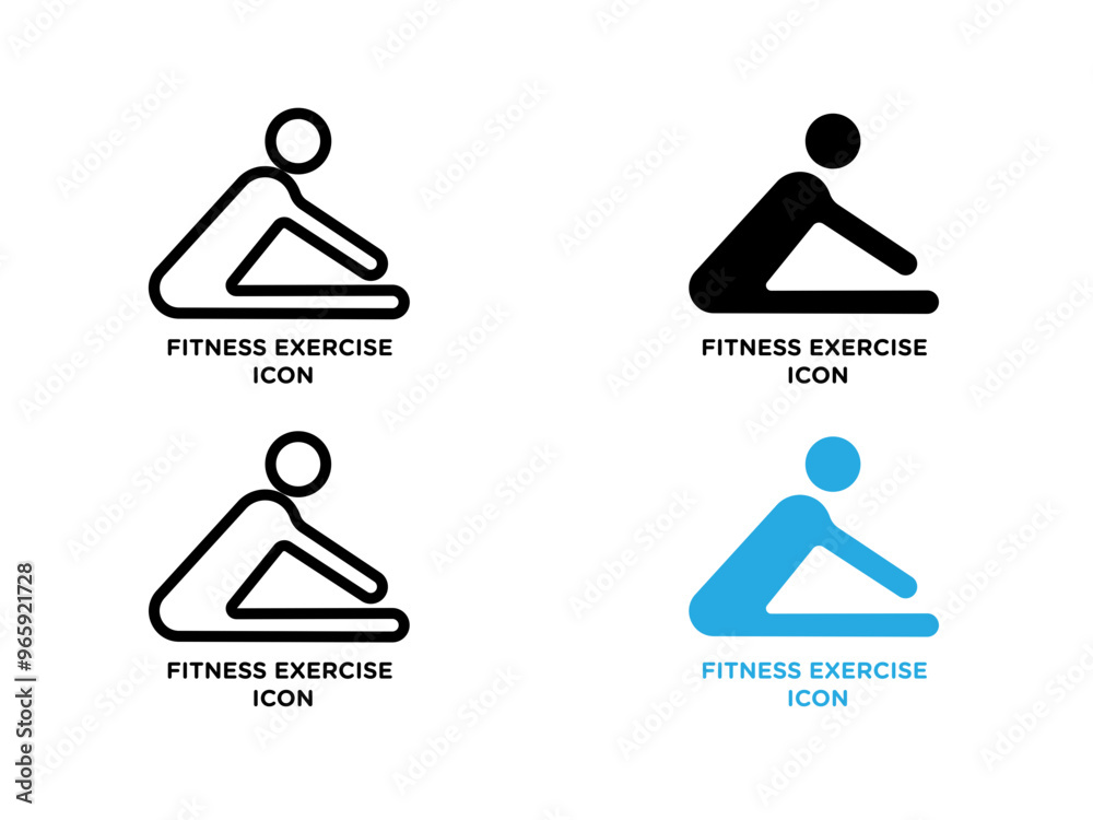 Fitness exercise icon black and white vector outline sign Fitness exercise icon black and white vector outline sign