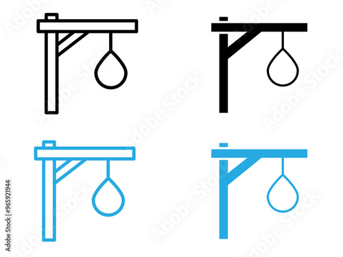 gallows icon (2) black and white vector outline sign