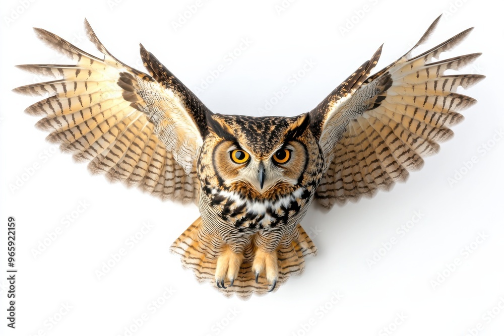 Ultra realistic uhd photo of eurasian eagle-owl on white Ultra realistic uhd photo of eurasian eagle-owl on white