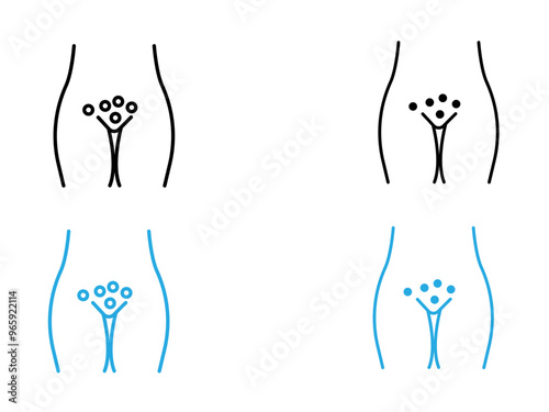 Genital rash icon black and white vector outline sign