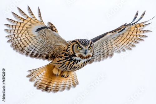 Ultra realistic uhd photo of eurasian eagle-owl on white