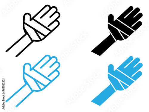 hand accident icon black and white vector outline sign