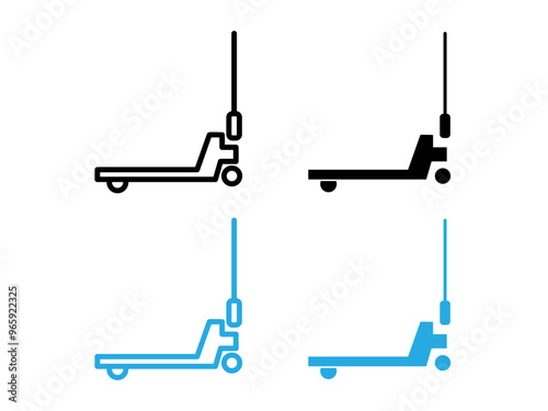 Hand pallet jack icon (2) black and white vector outline sign