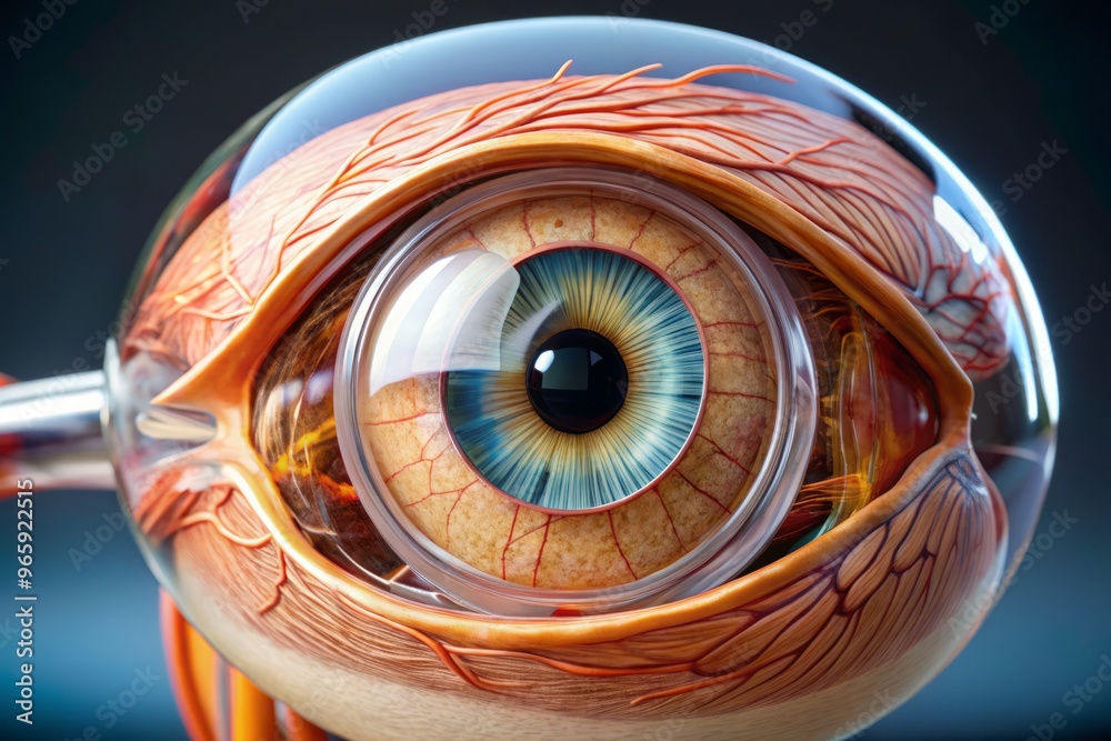Poster highly detailed anatomy model for the human eye with transparent ...