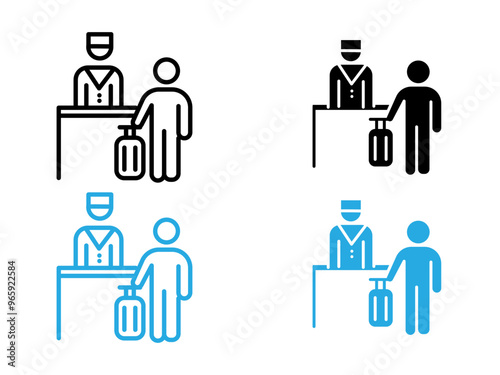 Hospitality industry icon black and white vector outline sign