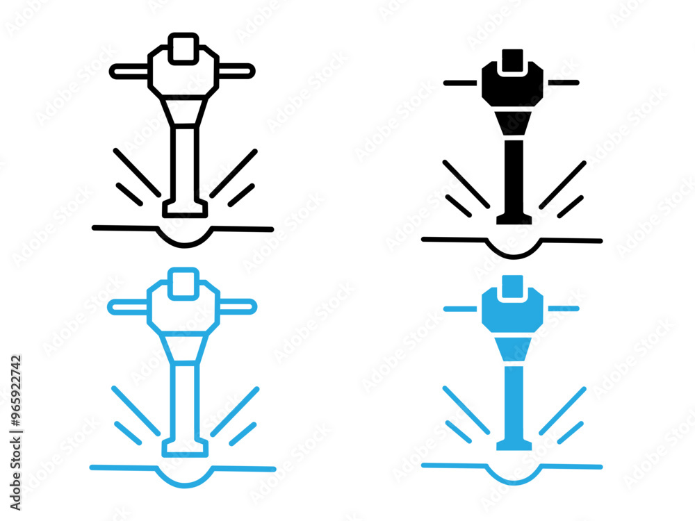 jack hammer icon black and white vector outline sign jack hammer icon black and white vector outline sign