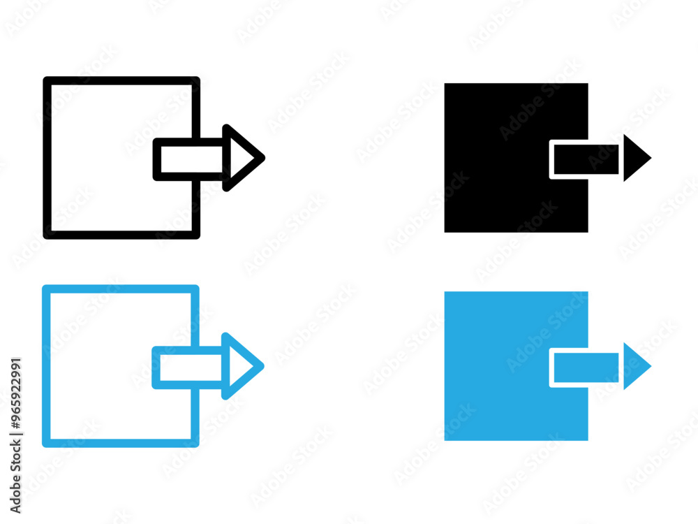 Logout icon black and white vector outline sign Logout icon black and white vector outline sign