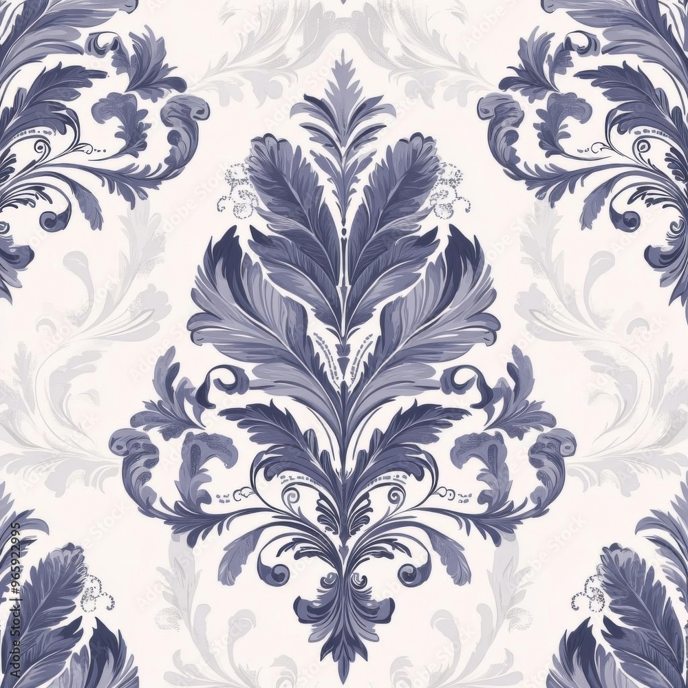 Classic damask patterns mixed with feather designs, seamless repeat, ornate and airy, illustration seamless pattern fabric, no blur, photo not dark, everything is clear, copy space Classic damask patterns mixed with feather designs, seamless repeat, ornate and airy, illustration seamless pattern fabric, no blur, photo not dark, everything is clear, copy space