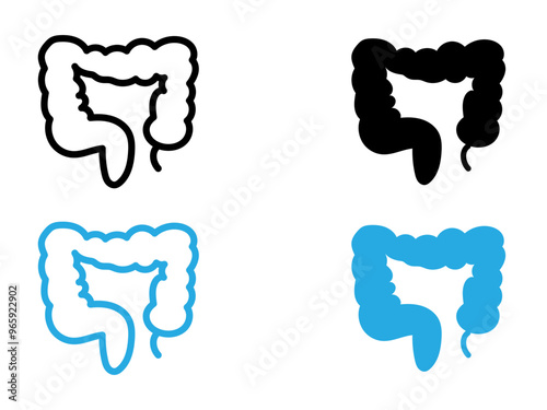 Large intestine icon black and white vector outline sign
